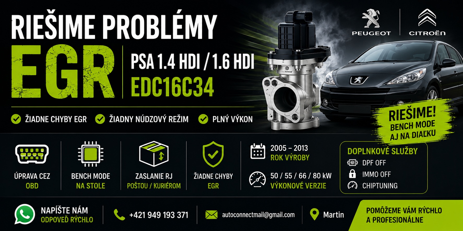 EGR riešenie PSA 1.4 1.6 HDI